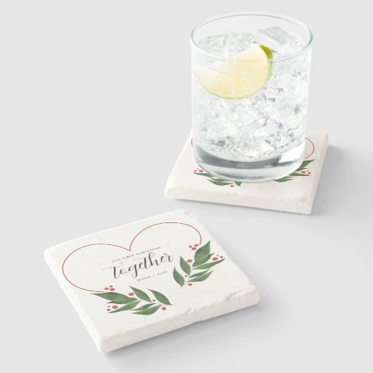 Erste Weihnachten - Weihnachtsgeschenk für das Paa Steinuntersetzer (Seitenansicht)