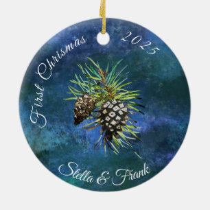 Erste Weihnachten zusammen Dekoration, Kiefernzapf Keramik Ornament