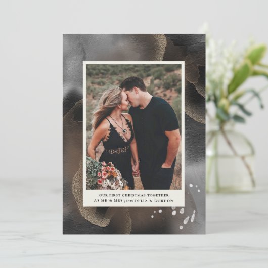 Erste Weihnachten zusammen Fotokarte Einladung (Stehend Vorderseite)