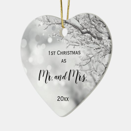 Erste Weihnachten zusammen mit Mr. und Mrs. Winter Keramik Ornament (Links)