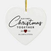 Erste Weihnachten zusammen Modernes Personalisiert Keramik Ornament (Vorne)