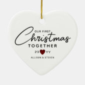Erste Weihnachten zusammen Modernes Personalisiert Keramik Ornament (Hinten)