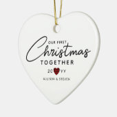 Erste Weihnachten zusammen Modernes Personalisiert Keramik Ornament (Links)