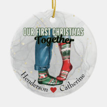 Erste Weihnachten zusammen Paar in Socken