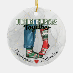 Erste Weihnachten zusammen Paar in Socken Keramik Ornament