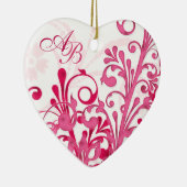 Erste Weihnachten zusammen Pink Floral Hochzeitshe Keramik Ornament (Rechts)