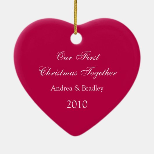 Erste Weihnachten zusammen Pink Floral Hochzeitshe Keramik Ornament (Hinten)