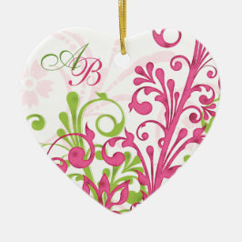Erste Weihnachten zusammen Pink Green Wedding Herz Keramikornament