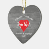 Erste Weihnachten zusammen Rustikales Holz Keramik Ornament (Links)