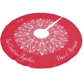 Erste Weihnachten Zusammen Snowflake Mandala Red Polyester Weihnachtsbaumdecke