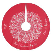 Erste Weihnachten Zusammen Snowflake Mandala Red Polyester Weihnachtsbaumdecke (Vorderseite)