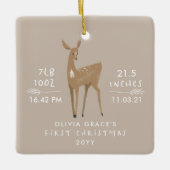 Erste Weihnachts 1 Foto Kinderdetails Hirsche Kera Keramikornament (Vorderseite)