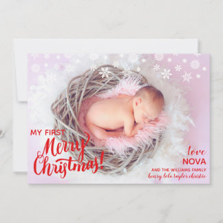 Erste Weihnachts-Baby-Foto Script Holiday Feiertagskarte