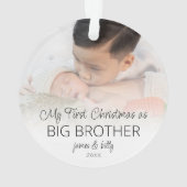 Erste Weihnachts Big Brother Names Foto Overlay Ornament (Rückseite)