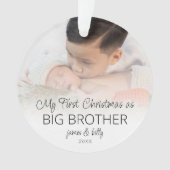 Erste Weihnachts Big Brother Names Foto Overlay Ornament (Vorderseite)