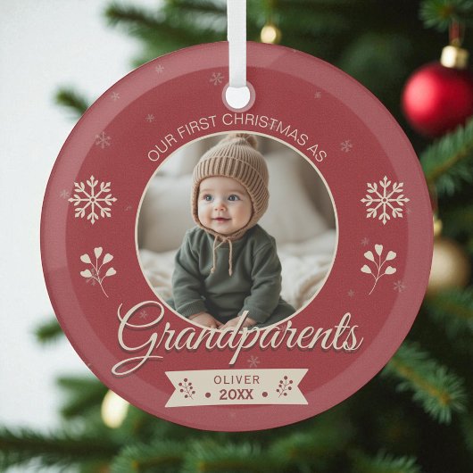 Erste Weihnachts-Foto Großeltern Personalisiert Ornament Aus Glas