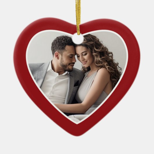 Erste Weihnachts-Foto-Rahmen - Herz doppelseitig Keramik Ornament (Vorne)