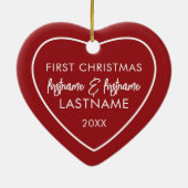 Erste Weihnachts-Foto-Rahmen - Herz doppelseitig Keramik Ornament (Hinten)