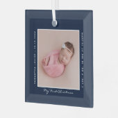 Erste Weihnachts-Foto Script Baby Ornament Aus Glas (Vorderseite links)