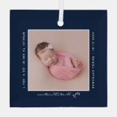 Erste Weihnachts-Foto Script Baby Ornament Aus Glas (Rückseite)