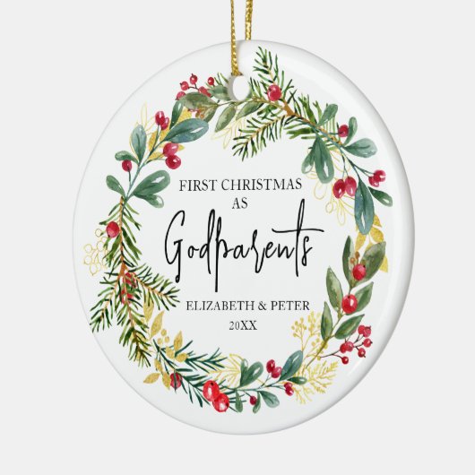 Erste Weihnachts-Godeleltern Keramik Ornament (Links)