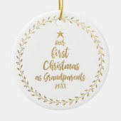 Erste Weihnachts-Großeltern-Foto Keramik Ornament (Vorne)