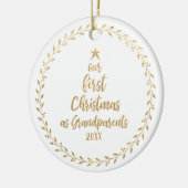 Erste Weihnachts-Großeltern-Foto Keramik Ornament (Links)