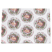 Erste Weihnachts-Großeltern Kranz Foto Große Geschenktüte (Vorderseite)