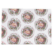 Erste Weihnachts-Großeltern Kranz Foto Große Geschenktüte (Rückseite)