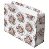 Erste Weihnachts-Großeltern Kranz Foto Große Geschenktüte (Rückseite Schrägansicht)