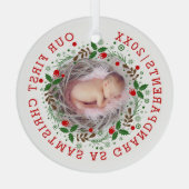 Erste Weihnachts-Großeltern Kranz Foto Ornament Aus Glas (Rückseite)