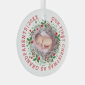 Erste Weihnachts-Großeltern Kranz Foto Ornament Aus Glas (Vorderseite Rechts)