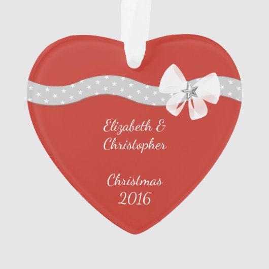 Erste Weihnachts-Liebe Herzsmann-Ehefrau Ornament (Rückseite)