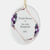 Erste Weihnachts Lila Rahmen mit geometrischer For Keramik Ornament (Rechts)