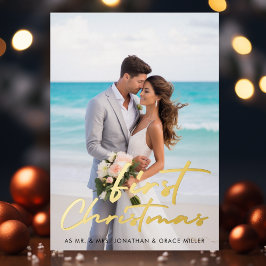 Erste Weihnachts Minimalistische Script Typografy  Folien Feiertagskarte