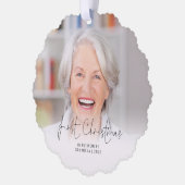 Erste Weihnachts-Nachname Jahr-Foto-Overlay Ornament Karte (Links)