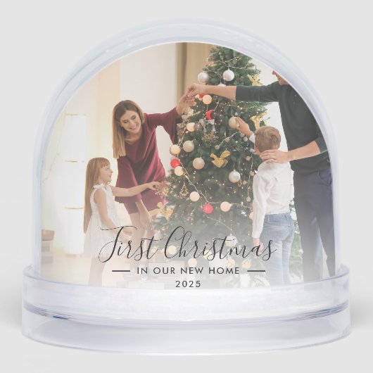 Erste Weihnachts-neue Familie Zuhause Foto Custom Schneekugeln (Vorderseite)