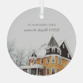 Erste Weihnachts Neue Zuhause-Adresse Custom Foto Ornament Aus Glas (Rückseite)