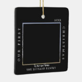 Erste Weihnachts Neue Zuhause Custom Black Foto Keramikornament (Rechts)