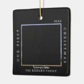 Erste Weihnachts Neue Zuhause Custom Black Foto Keramikornament (Links)