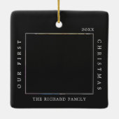 Erste Weihnachts Neue Zuhause Custom Black Foto Keramikornament (Rückseite)