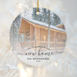 Erste Weihnachts Neue Zuhause Custom Foto Black Sc Keramik Ornament