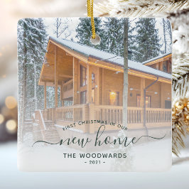 Erste Weihnachts Neue Zuhause Custom Foto Green Sc Keramikornament