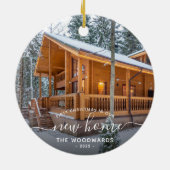 Erste Weihnachts Neue Zuhause Custom Foto Script Keramik Ornament (Hinten)