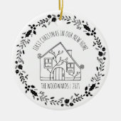 Erste Weihnachts Neue Zuhause Schwarz-weiß Keramik Ornament (Vorne)