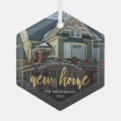 Erste Weihnachts-Neuerscheinung Zuhause Gold Scrip Ornament Aus Glas (Vorderseite)