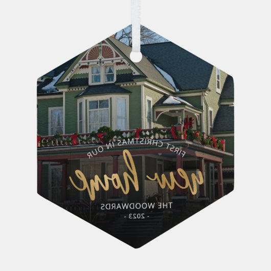 Erste Weihnachts-Neuerscheinung Zuhause Gold Scrip Ornament Aus Glas (Rückseite)