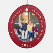 Erste Weihnachts New Zuhause Red Foto Keramik Ornament (Links)