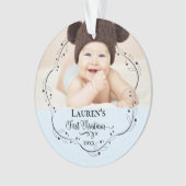 Erste Weihnachts-Niedlich-Baby-Foto Ornament (Vorderseite)