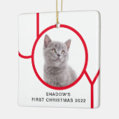 Erste Weihnachts Niedlich Cat Kitten Joy Custom Fo Keramikornament (Links)